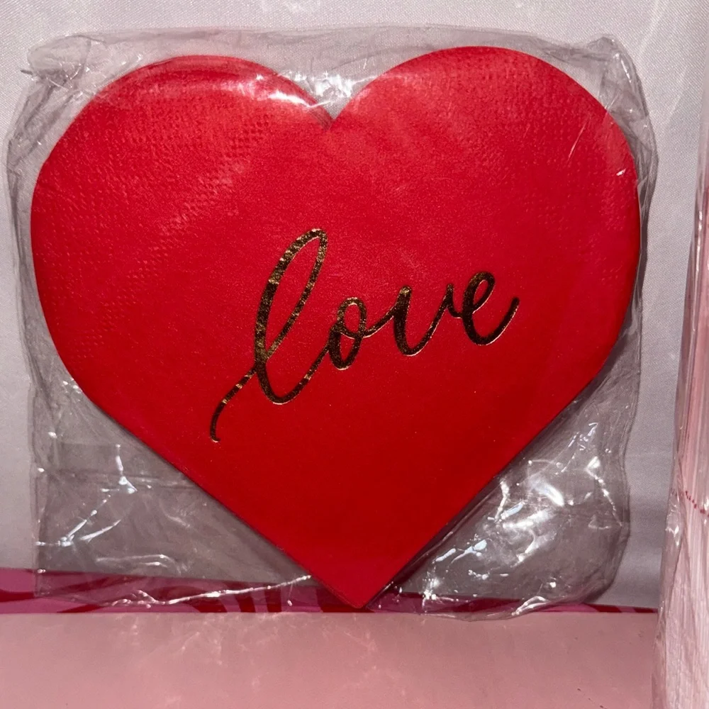 Set of 2 Sealed Valentines Day Napkin Sets Love Hearts & Cupid Corgis